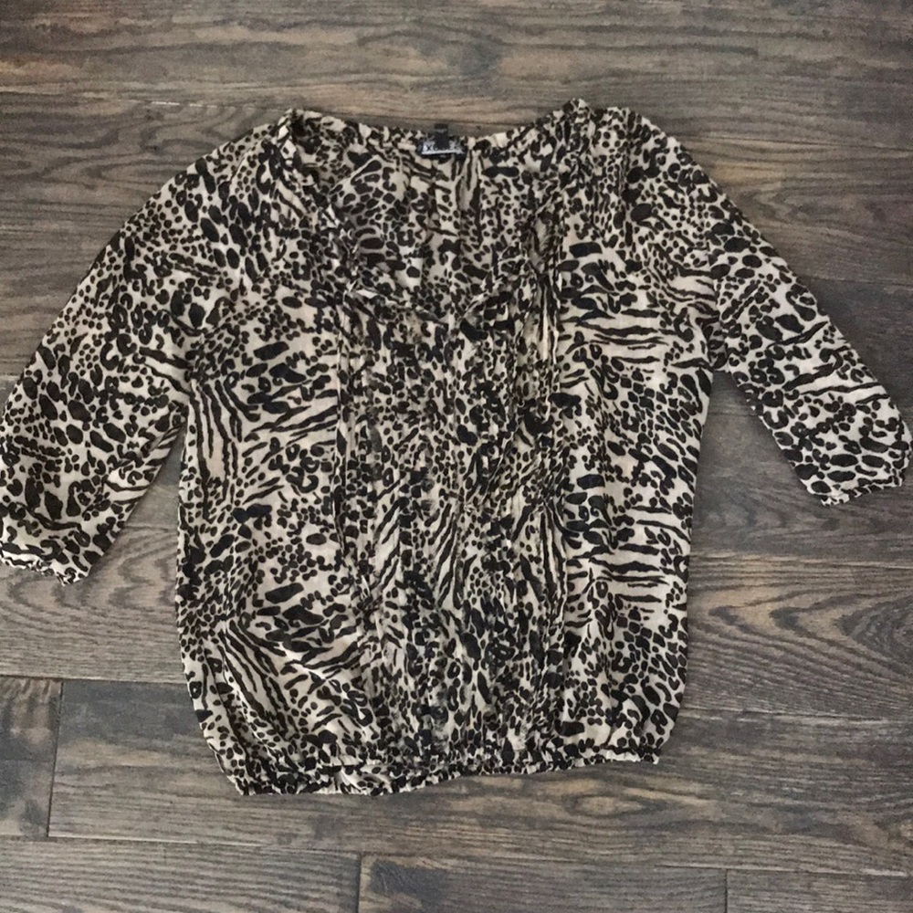 3/4 Sleeve Leopard Blouse